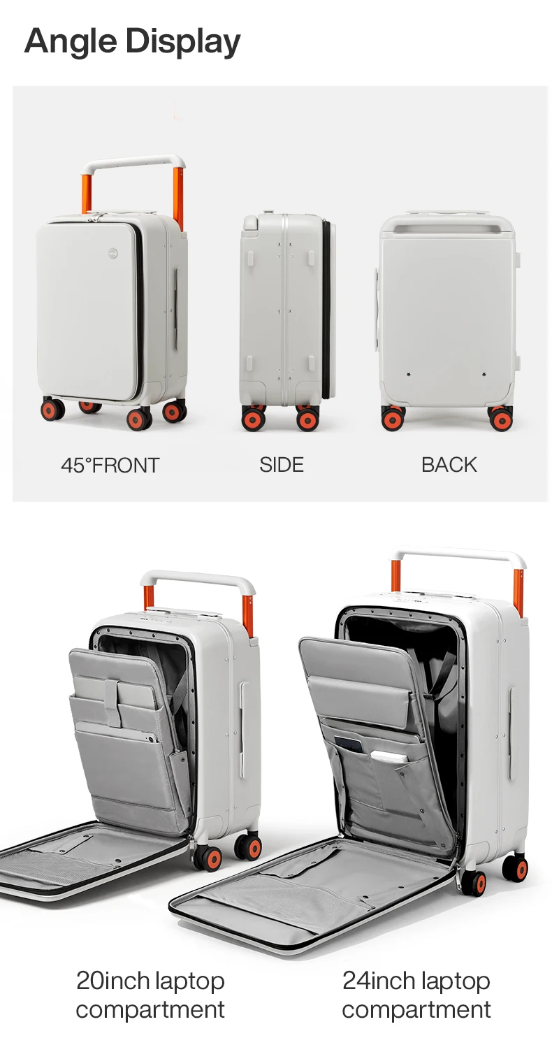 Mixi 2026 New Design Wide Handle Suitcase Men Carry-On Luggage Women Travel Trolley Case 20 Inch Cabin PC Aluminum Frame M9275
