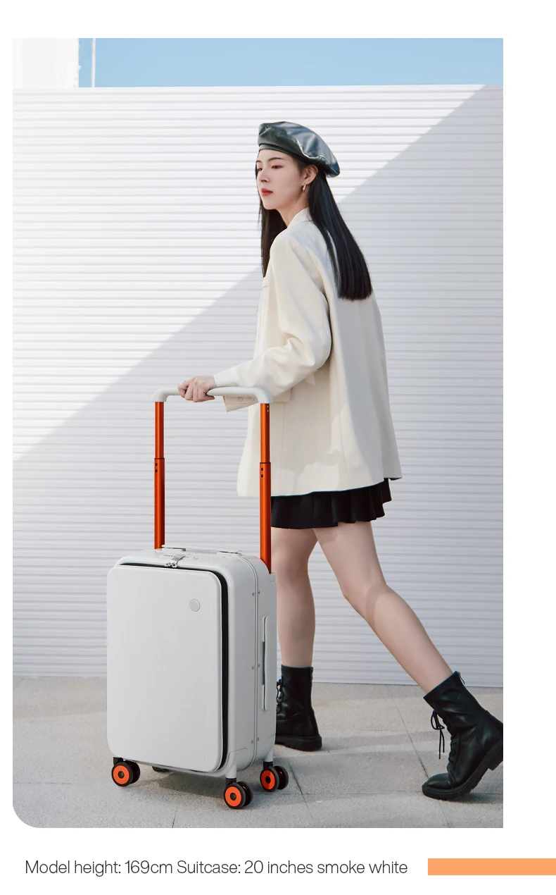 Mixi 2026 New Design Wide Handle Suitcase Men Carry-On Luggage Women Travel Trolley Case 20 Inch Cabin PC Aluminum Frame M9275