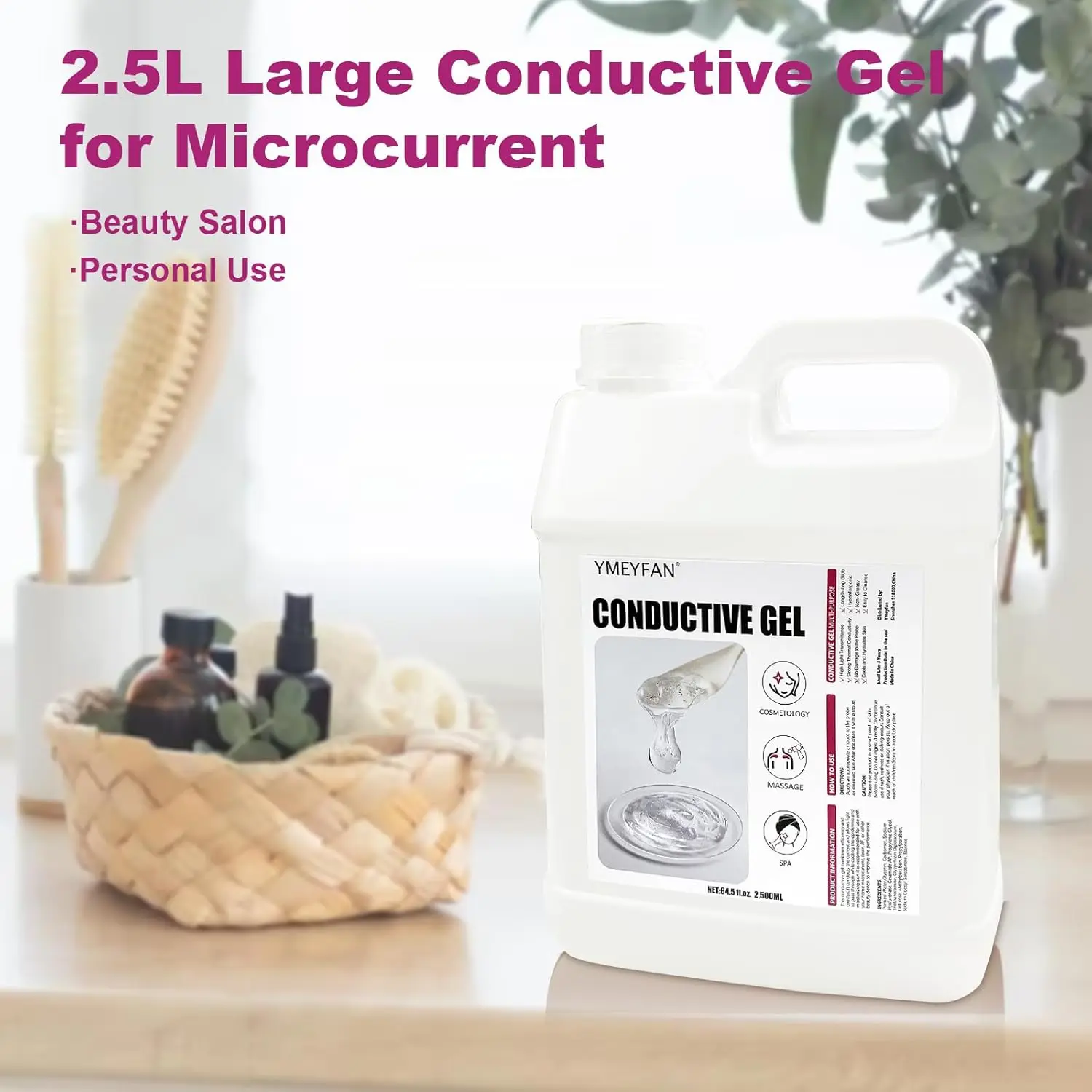 84.5oz Gel Conductor Radiofrecuencia y Cavitacion Conductive Gel Clear for Ultrasonic Machine Face Microcurrent EMS HIFU