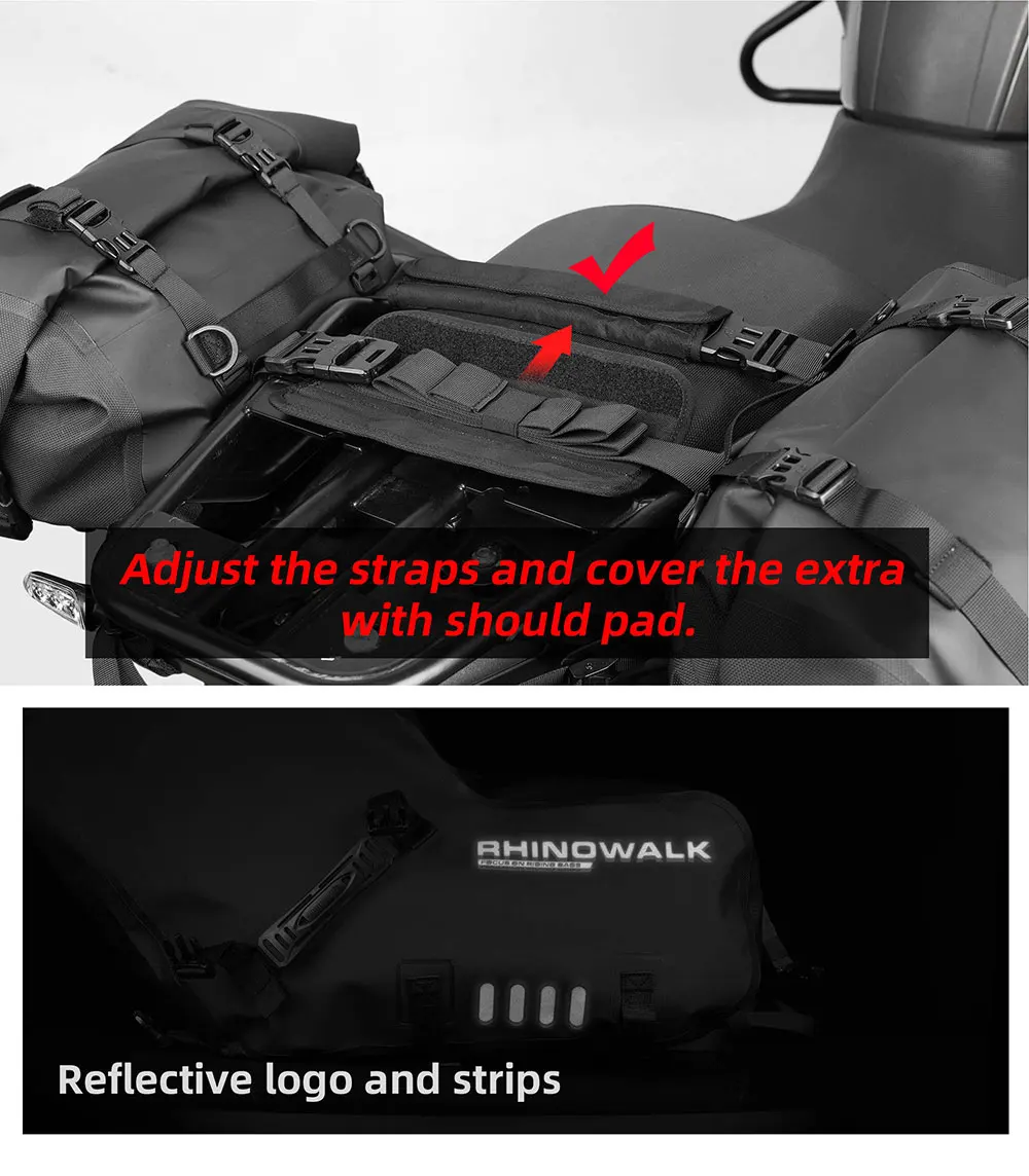 Rhinowalk Motorcycle Bag 100%Waterproof 18L/28L/48L Large Capacity 2 Pcs Universal Fit Motorcycle Pannier Bag Saddle Side Bags