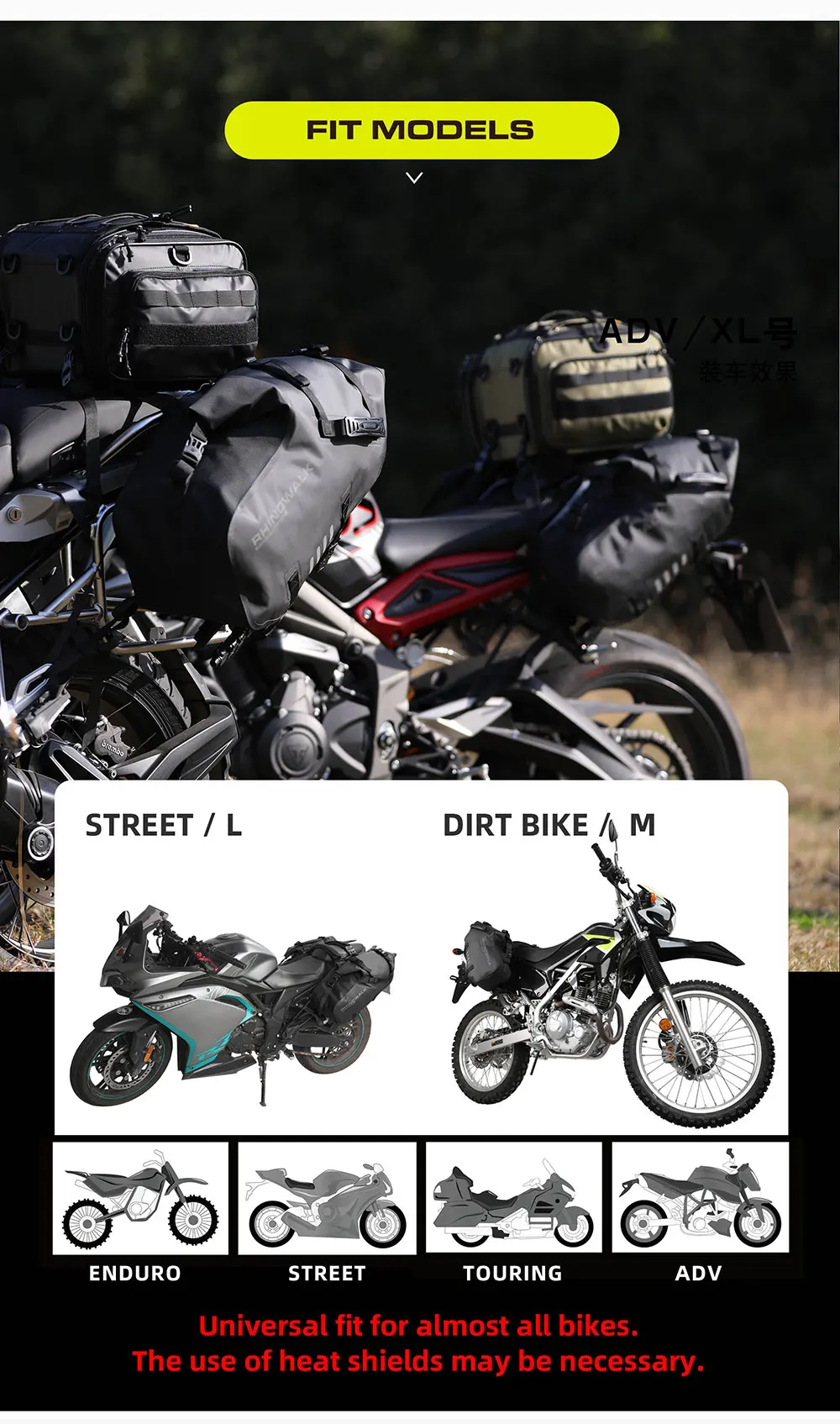 Rhinowalk Motorcycle Bag 100%Waterproof 18L/28L/48L Large Capacity 2 Pcs Universal Fit Motorcycle Pannier Bag Saddle Side Bags