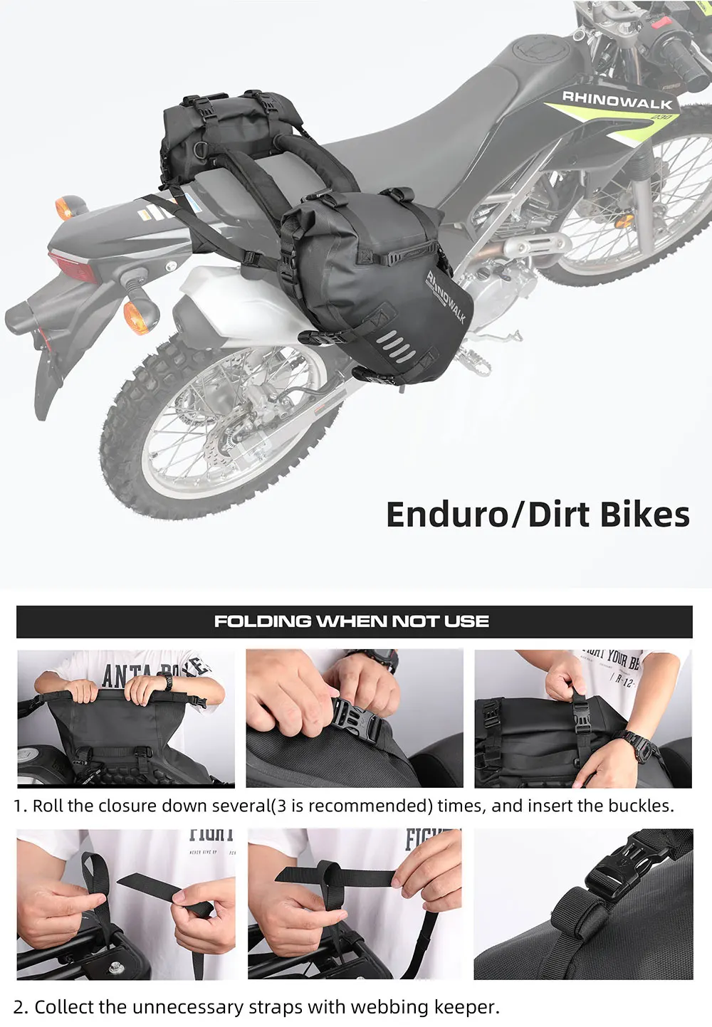Rhinowalk Motorcycle Bag 100%Waterproof 18L/28L/48L Large Capacity 2 Pcs Universal Fit Motorcycle Pannier Bag Saddle Side Bags