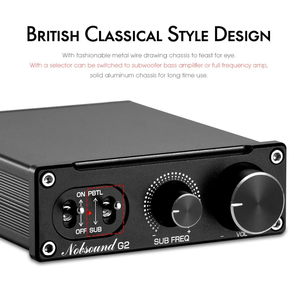 Nobsound Hi-Fi G2 Mono Channel Digital Amp Subwoofer / Full-Frequency Mini Stereo Audio Home Desktop Power Amplifier 100W