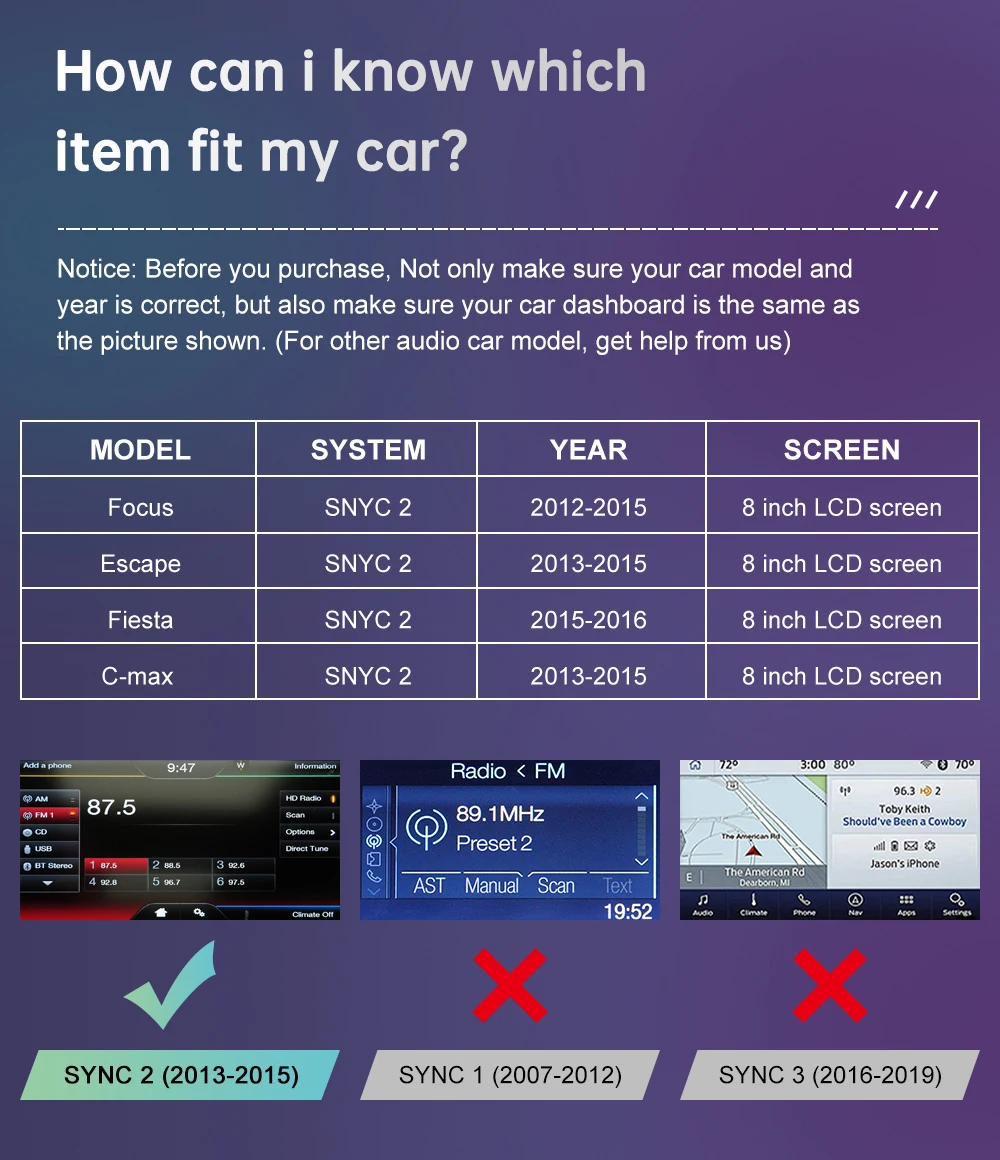 Wireless CarPlay for Ford Focus Escape Fiesta C-max Android Auto Interface Mirror Link AirPlay GPS Rear Camera View Car Player