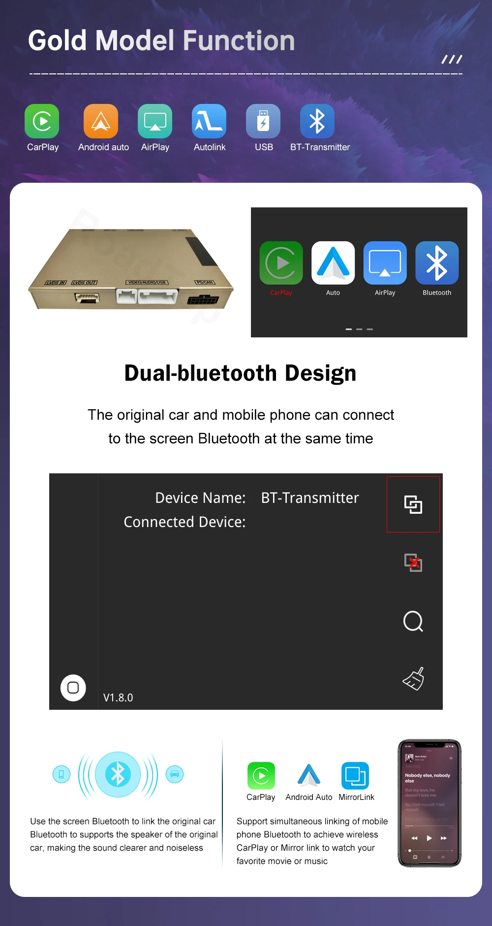 Wireless CarPlay for Ford Focus Escape Fiesta C-max Android Auto Interface Mirror Link AirPlay GPS Rear Camera View Car Player