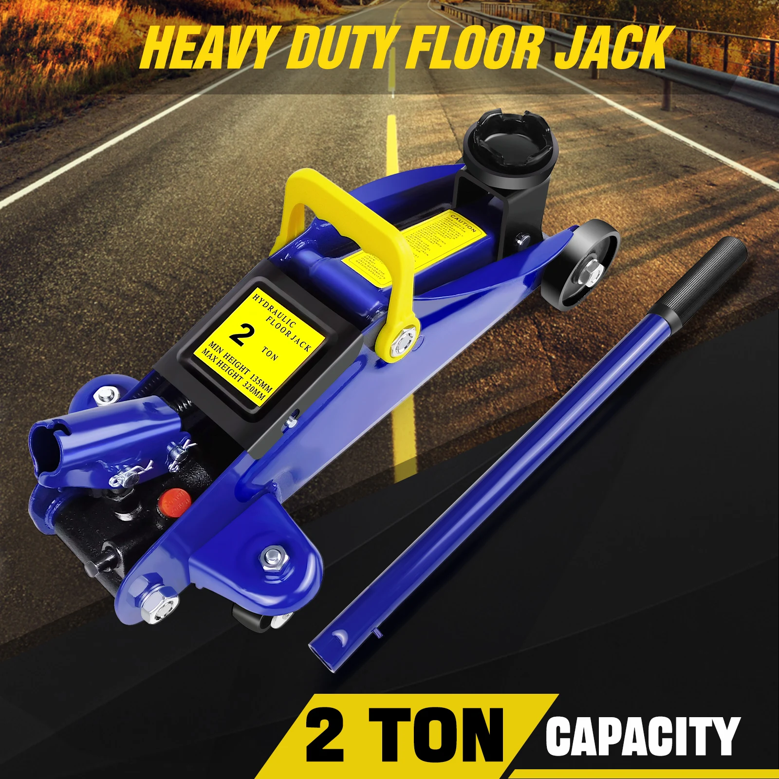 DayPlus Hydraulic Trolley Floor Jack 2 Ton Portable Heavy Duty Car Lift with Carry Case Steel handle Profile Tyre Repair Tools