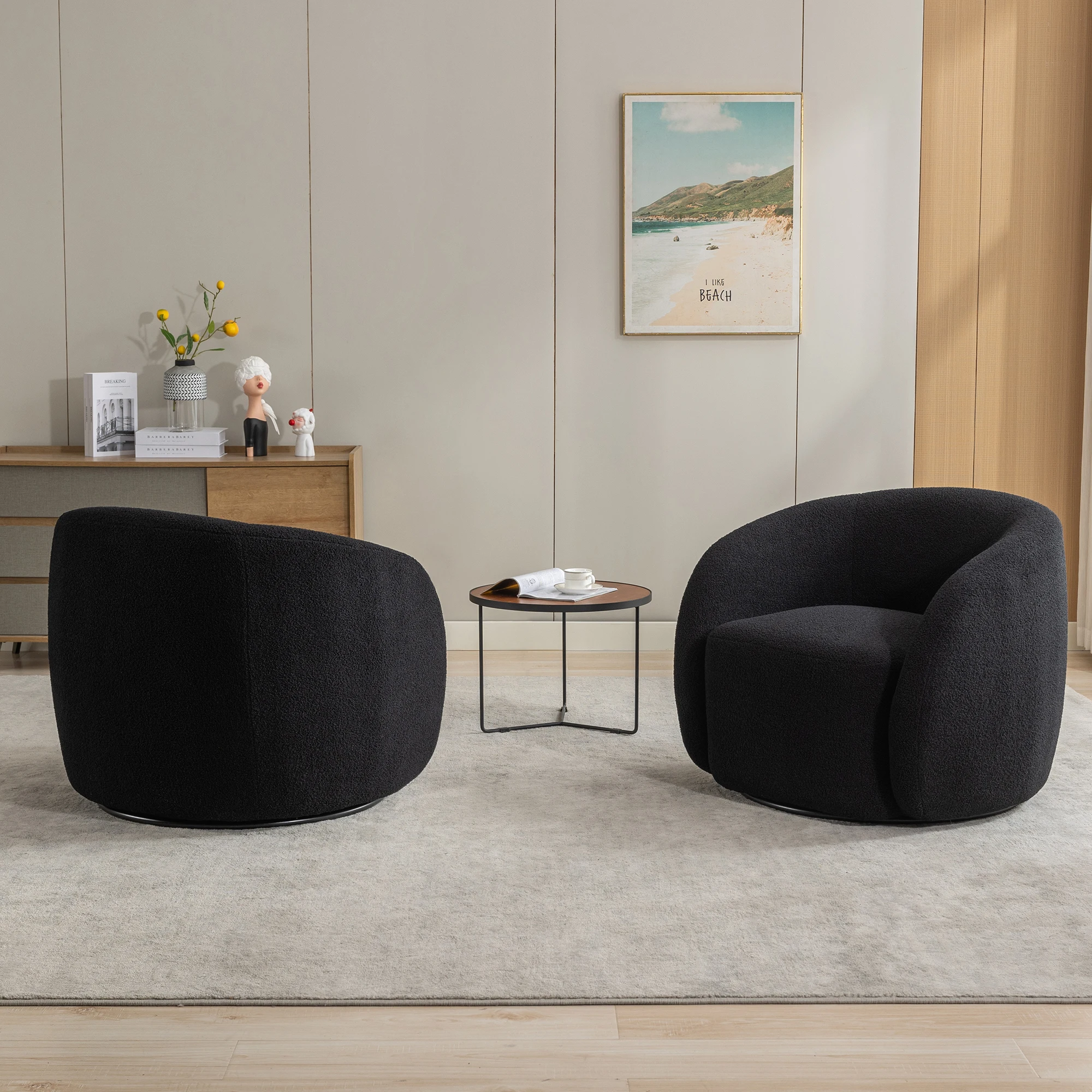SEYNAR Modern Velvet 360 Degree Swivel Accent Armchair Set of 2,Upholstered Round Barrel Side Chair for Living Room