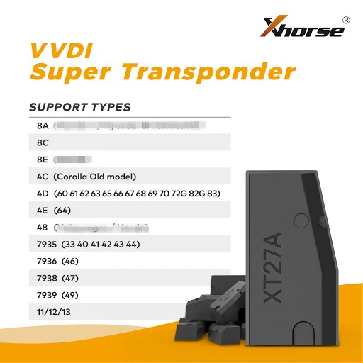 Xhorse VVDI Super Chip XT27A01 XT27A66 Transponder 8A Super Chip For ID46/40/43/4D/8C/8A/T3/47 for VVDI2 Key TooL/Mini Key Tool
