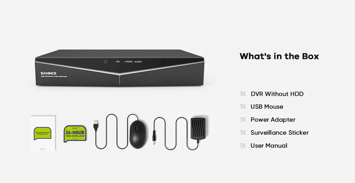 SANNCE 8CH 5MP-N Super HD CCTV DVR H.264+ Surveillance Digital Video Recorder for 2mp/3mp/5MP Anolog Camera