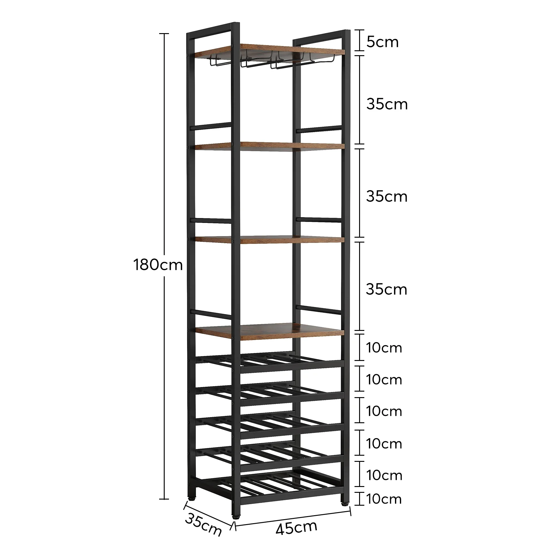 Tribesigns 20 Bottle Wine Bakers Rack, 9 Tier Freestanding Wine Rack with Glass Holder and Storage Shelves