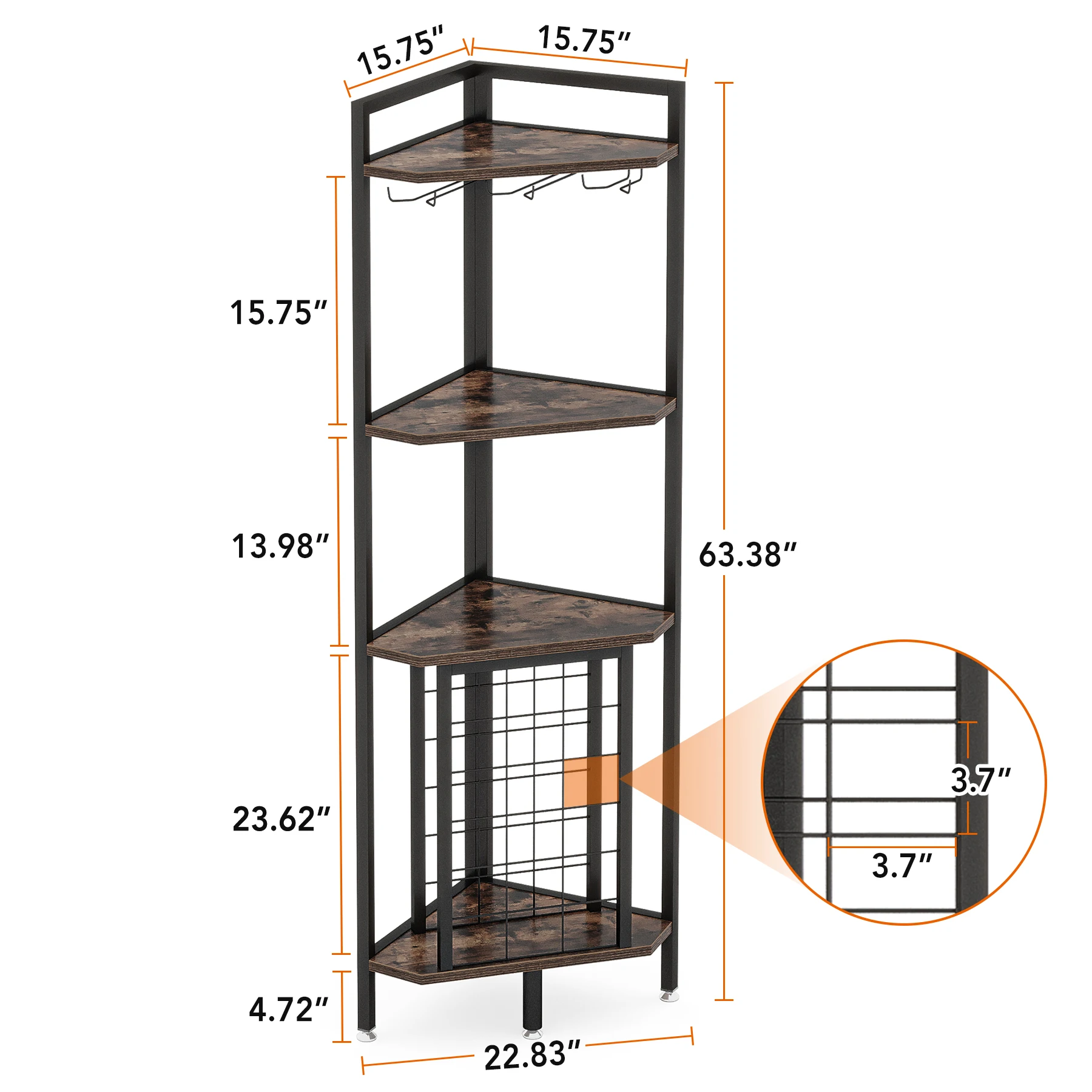 Tribesigns 20 Bottle Wine Bakers Rack, 9 Tier Freestanding Wine Rack with Glass Holder and Storage Shelves