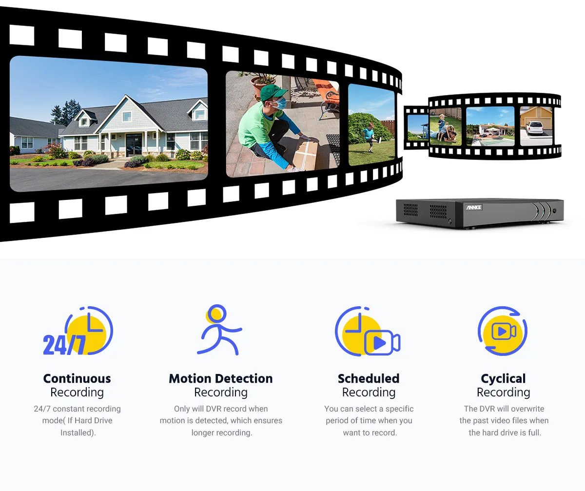 ANNKE 8CH 5MP Video Security System Dual Light H.265+ DVR Recorder Video Surveillance CCTV Camera Kits 3K Outdoor PIR Detection