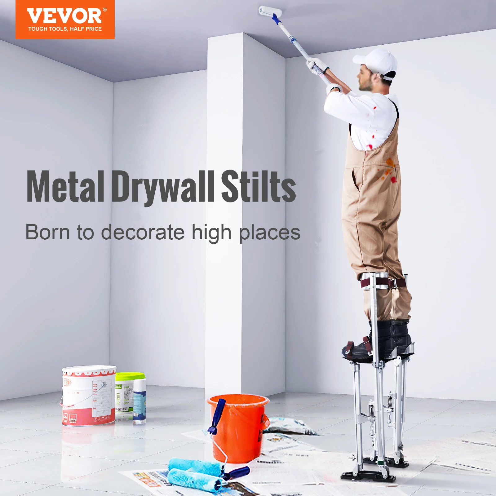 VEVOR 24"-40" Drywall Stilts Professional Aluminum lastering Stilt Ladder Adjustable Plastering Stilts Paint Tool Stage Props