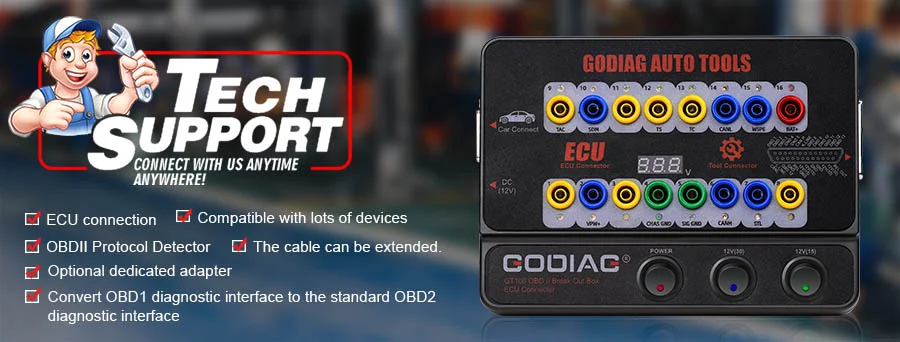 Godiag GT100 and GT100 Pro OBDII Breakout Box ECU Bench Connector Adds Electronic Current Display and CANBUS Protocol