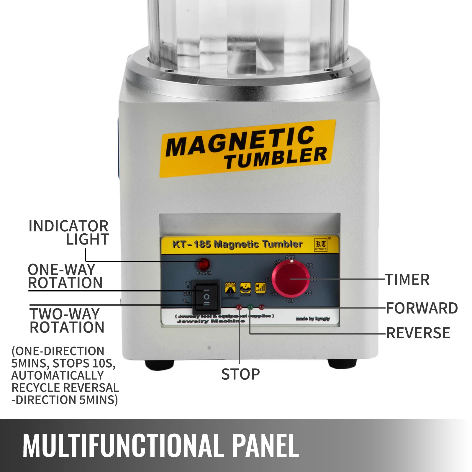 SucceBuy KT-185 Magnetic Tumbler Jewelry Polisher Mini Metal Finisher Finishing Machine 110V/220V Gold Precision Parts Polisher