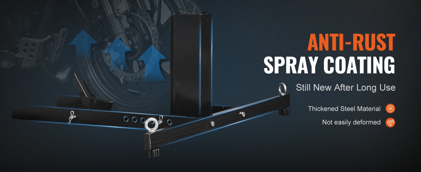 SucceBuy Motorcycle Wheel Chock Upright 1800lbs Heavy-duty Steel Motorcycle Front Wheel Stand with Adjustable Hole For Motorbike