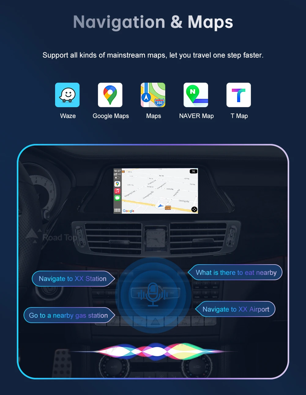Road Top Wireless CarPlay Android Auto for Mercedes Benz CLS W218 NTG4.5/NTG4.7 2011-2015, with Mirror Link AirPlay Car Play