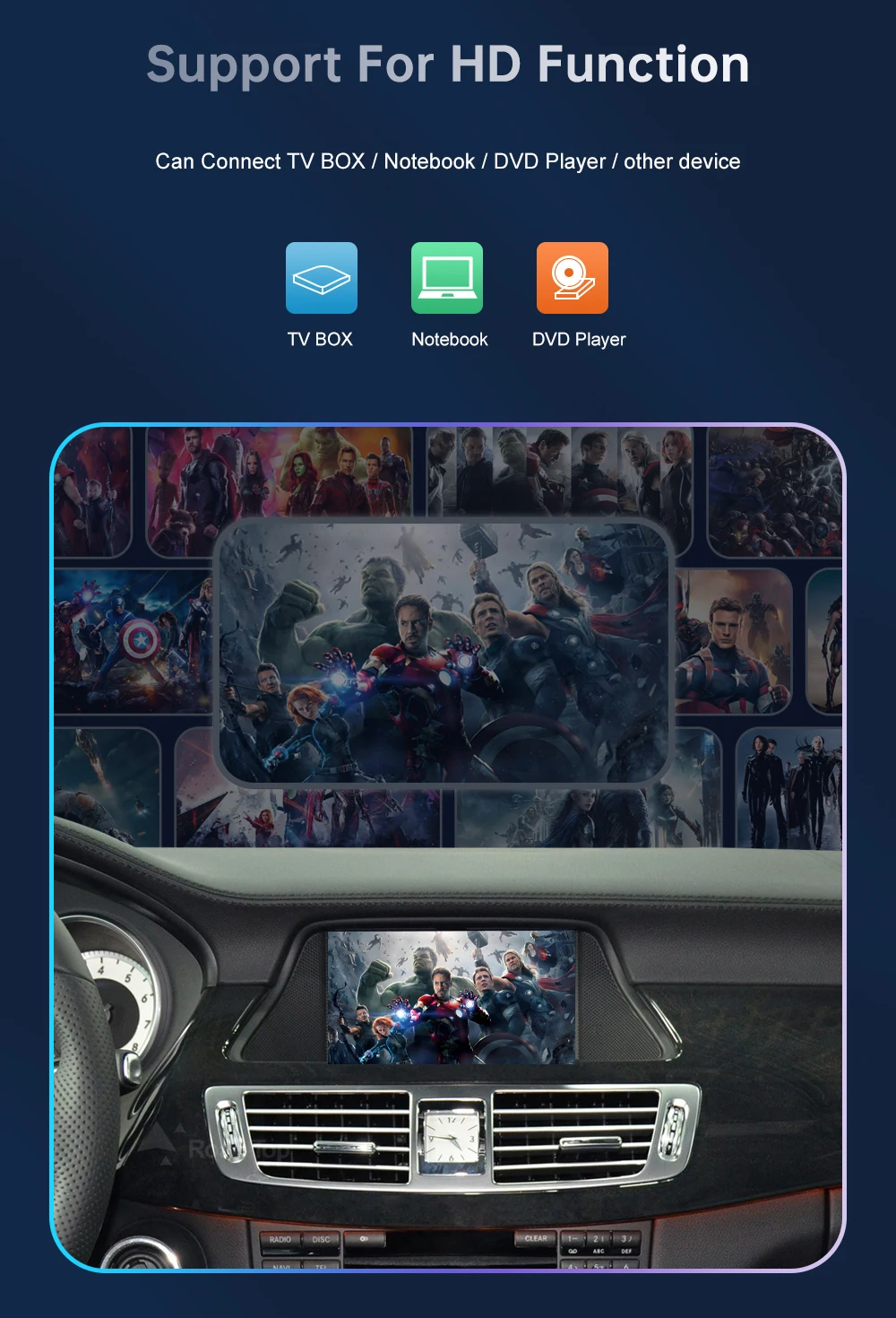 Road Top Wireless CarPlay Android Auto for Mercedes Benz CLS W218 NTG4.5/NTG4.7 2011-2015, with Mirror Link AirPlay Car Play