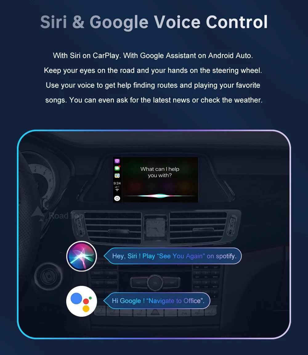 Road Top Wireless CarPlay Android Auto for Mercedes Benz CLS W218 NTG4.5/NTG4.7 2011-2015, with Mirror Link AirPlay Car Play