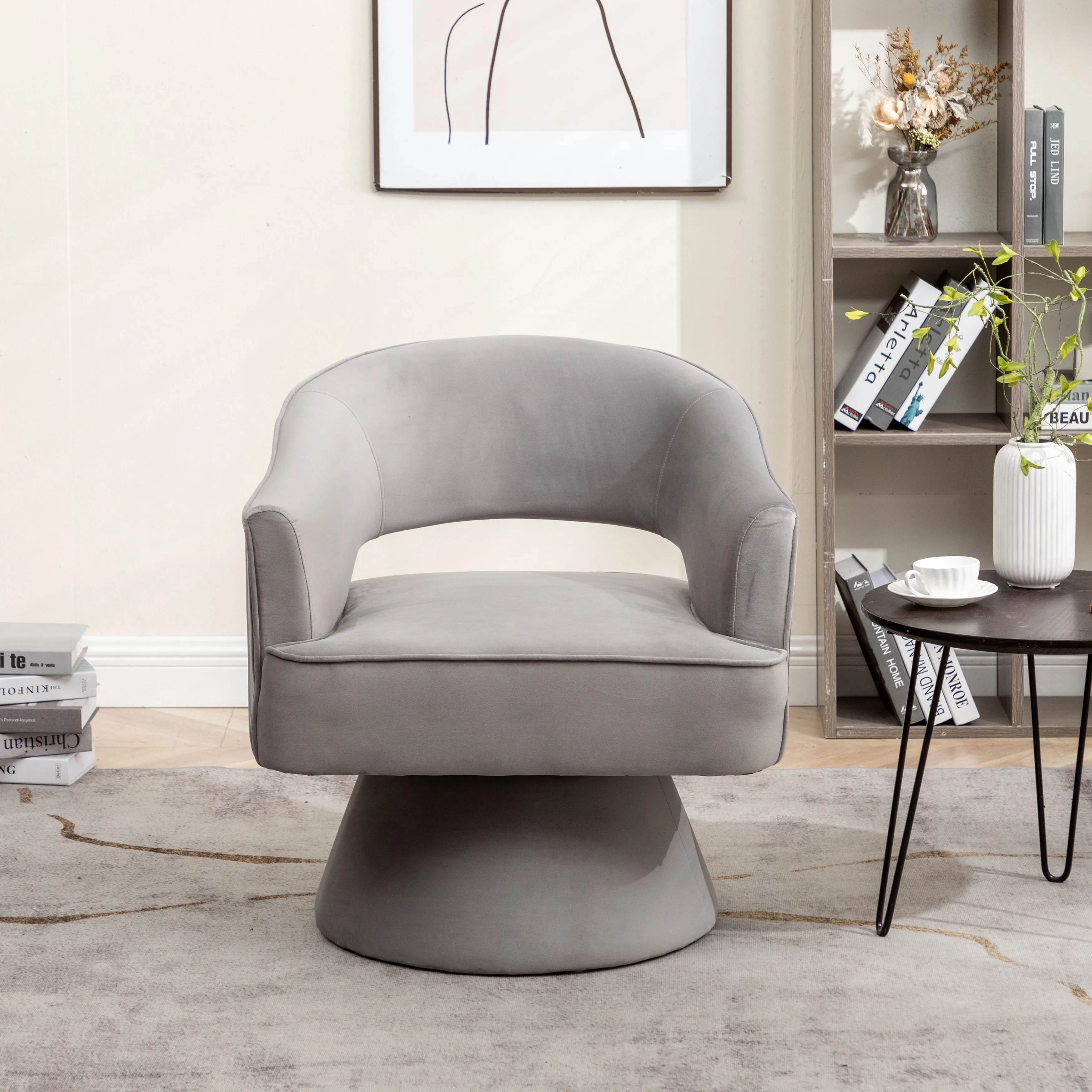 SEYNER Modren Velvet Swivel Arm Chair, Bedroom Chair living Room Furniture Vanity Throne Lounge Nordic Sofa Single Sofa