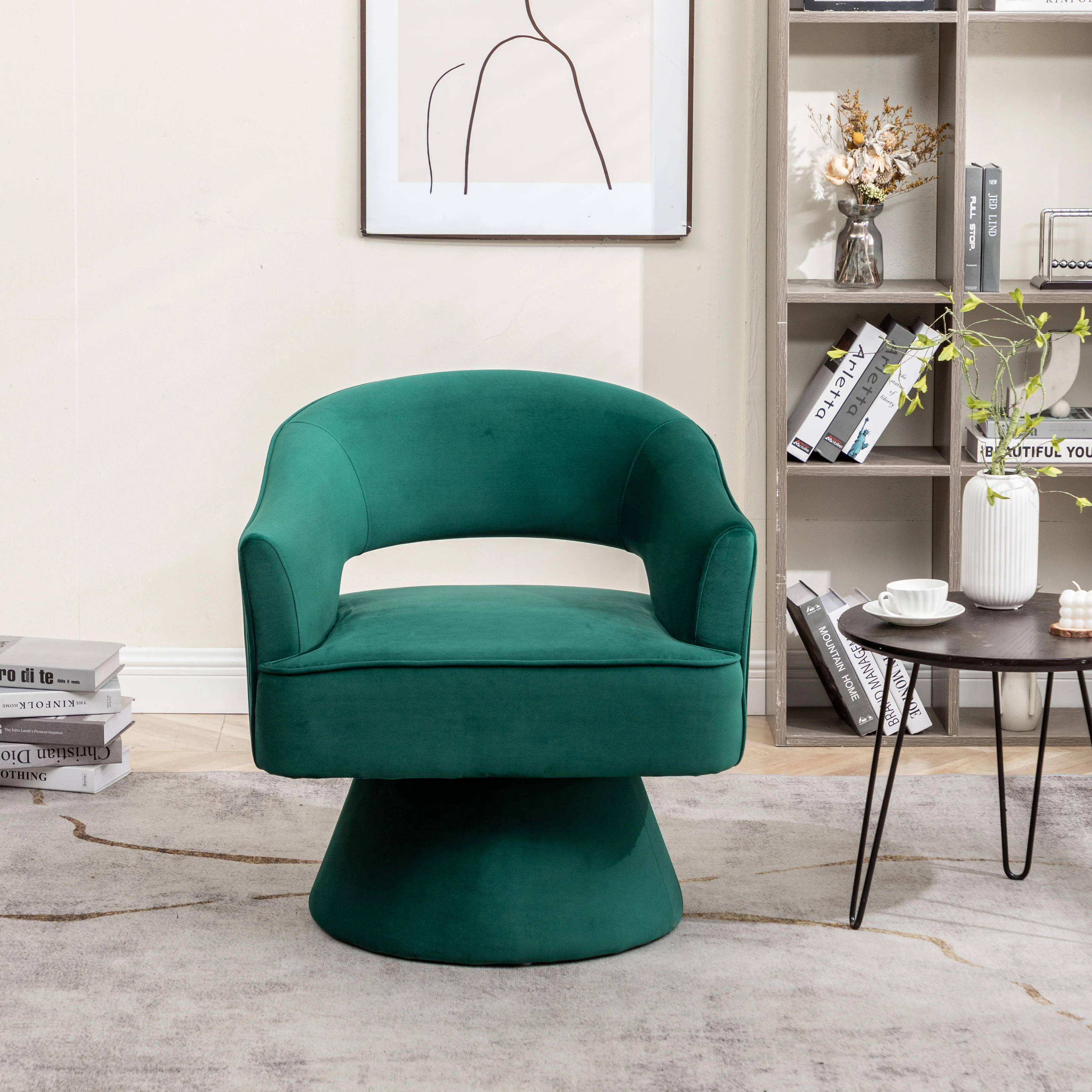 SEYNER Modren Velvet Swivel Arm Chair, Bedroom Chair living Room Furniture Vanity Throne Lounge Nordic Sofa Single Sofa