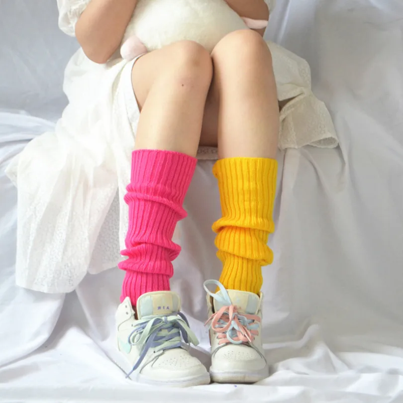 Sweet Girl Leg Warmers Wool Ball Knitted Foot Cover Women Autumn Winter Leg Warmer Socks Heap Heap Socks Leg Warmers Japanese