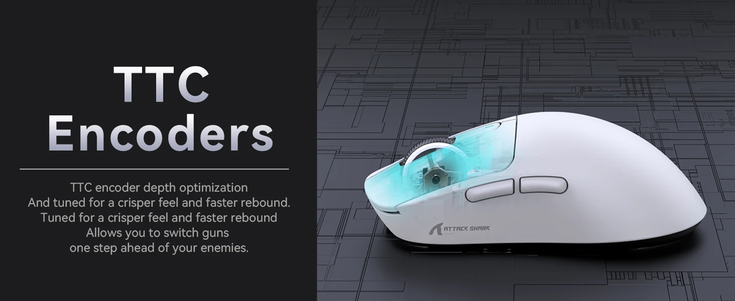 ATTACK SHARK X3 Wireless Gaming Mouse,49g Ergonomic PC Mouse,Triple Modes PAW3395 26K DPI Optical Sensor,Programmable Buttons