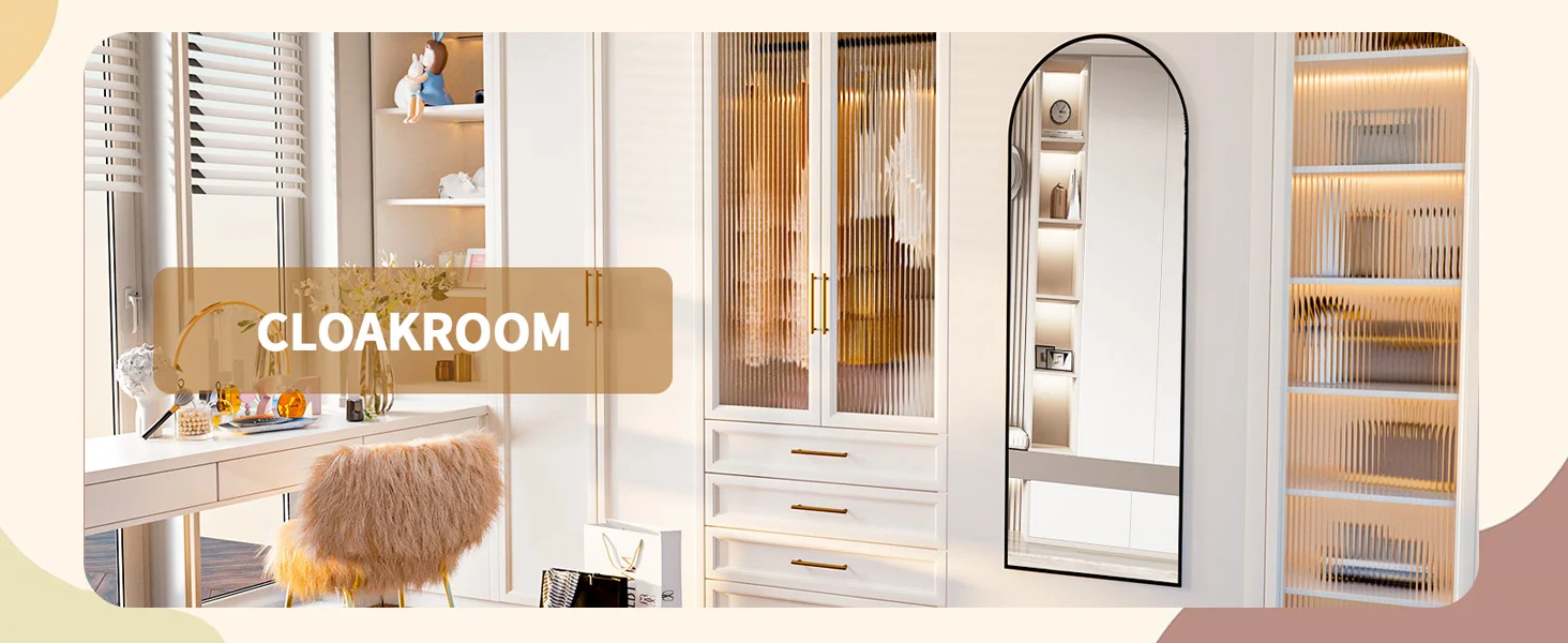BEAUTYPEAK Arched Full Length Mirror, 71"x26" Full Body Floor Mirror Standing Hanging or Leaning Wall, Full Body Mirror Standing