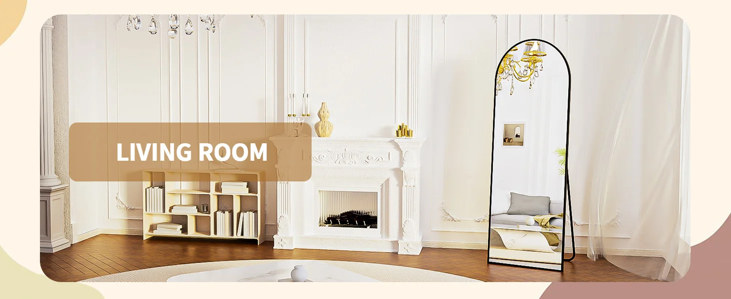 BEAUTYPEAK Arched Full Length Mirror, 71"x26" Full Body Floor Mirror Standing Hanging or Leaning Wall, Full Body Mirror Standing