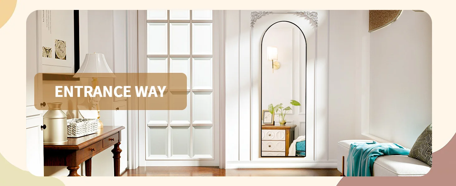 BEAUTYPEAK Arched Full Length Mirror, 71"x26" Full Body Floor Mirror Standing Hanging or Leaning Wall, Full Body Mirror Standing