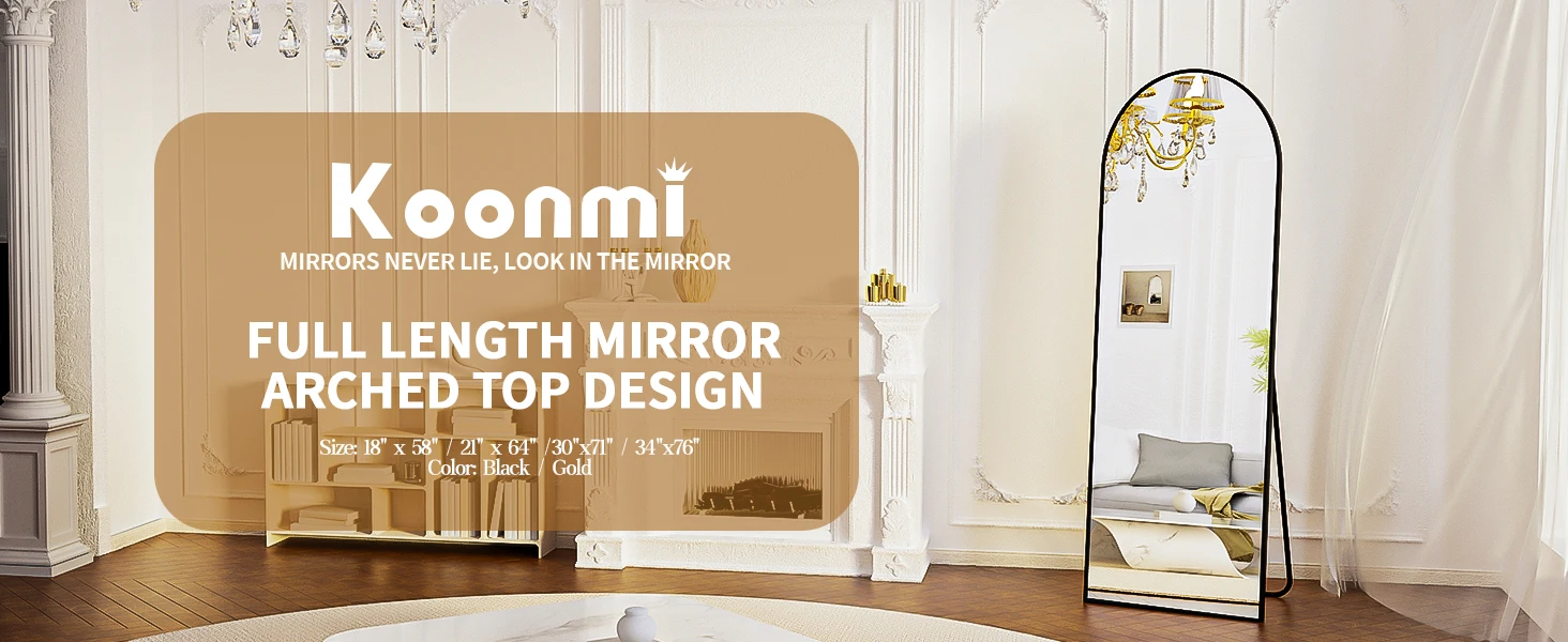 BEAUTYPEAK Arched Full Length Mirror, 71"x26" Full Body Floor Mirror Standing Hanging or Leaning Wall, Full Body Mirror Standing
