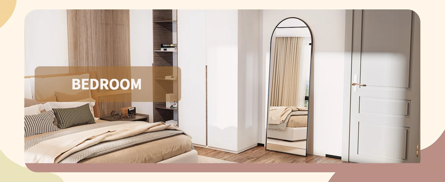 BEAUTYPEAK Arched Full Length Mirror, 71"x26" Full Body Floor Mirror Standing Hanging or Leaning Wall, Full Body Mirror Standing