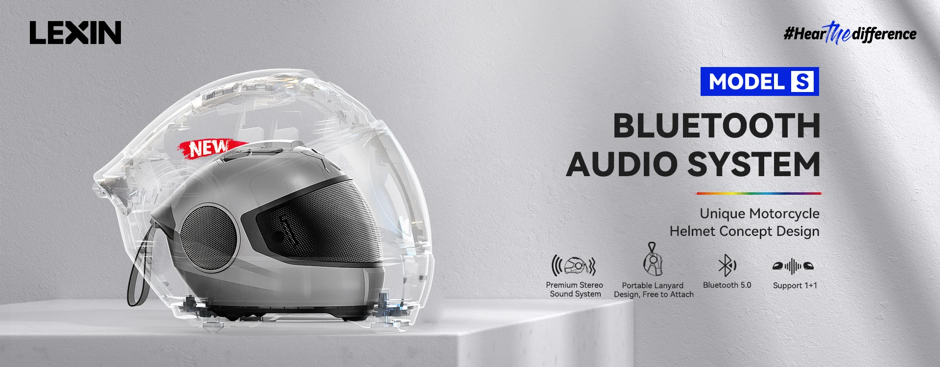 LEXIN Model-S Portable Bluetooth Speaker,Helmet Style Wireless Speaker,Powerful Loud Stereo Speakers, Deep Bass,IPX4 Waterproof