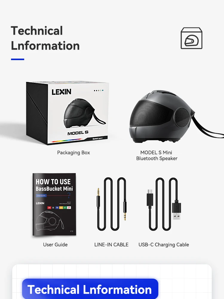 LEXIN Model-S Portable Bluetooth Speaker,Helmet Style Wireless Speaker,Powerful Loud Stereo Speakers, Deep Bass,IPX4 Waterproof