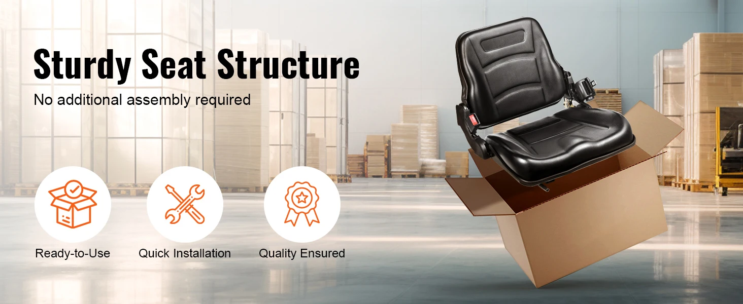 SucceBuy Universal Forklift Seat Fold Down Tractor Seat with Adjustable Angle Back and Micro Switch Comfortable Forklift Seat