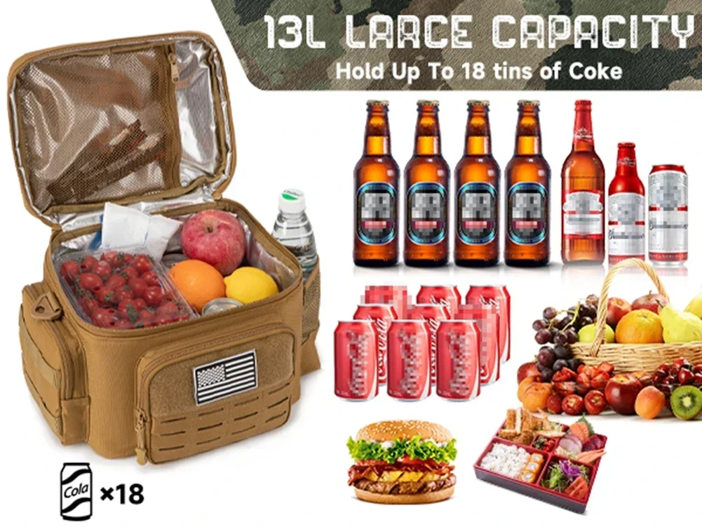 Men's Tactical Lunch Box Heavy Duty Work Lunch Bag Leak Proof Insulated Durable Insulated Lunch Box for Office, Outdoor Activiti