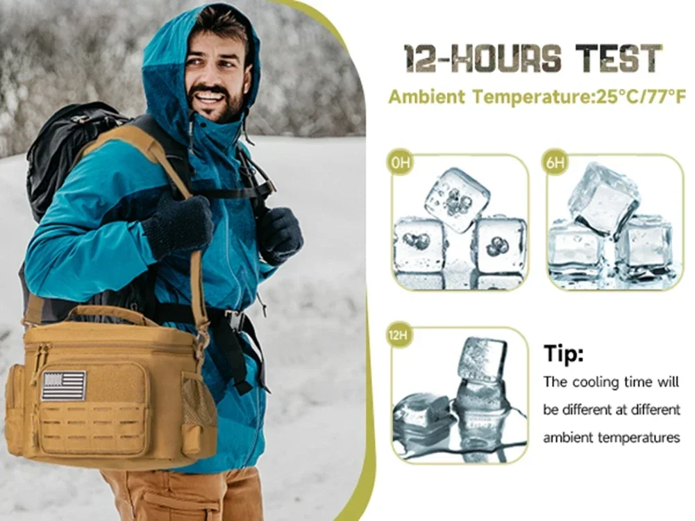 Men's Tactical Lunch Box Heavy Duty Work Lunch Bag Leak Proof Insulated Durable Insulated Lunch Box for Office, Outdoor Activiti