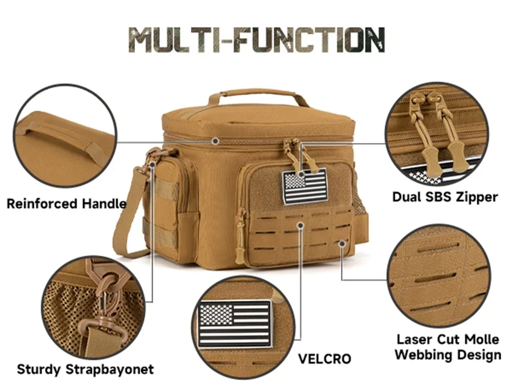 Men's Tactical Lunch Box Heavy Duty Work Lunch Bag Leak Proof Insulated Durable Insulated Lunch Box for Office, Outdoor Activiti