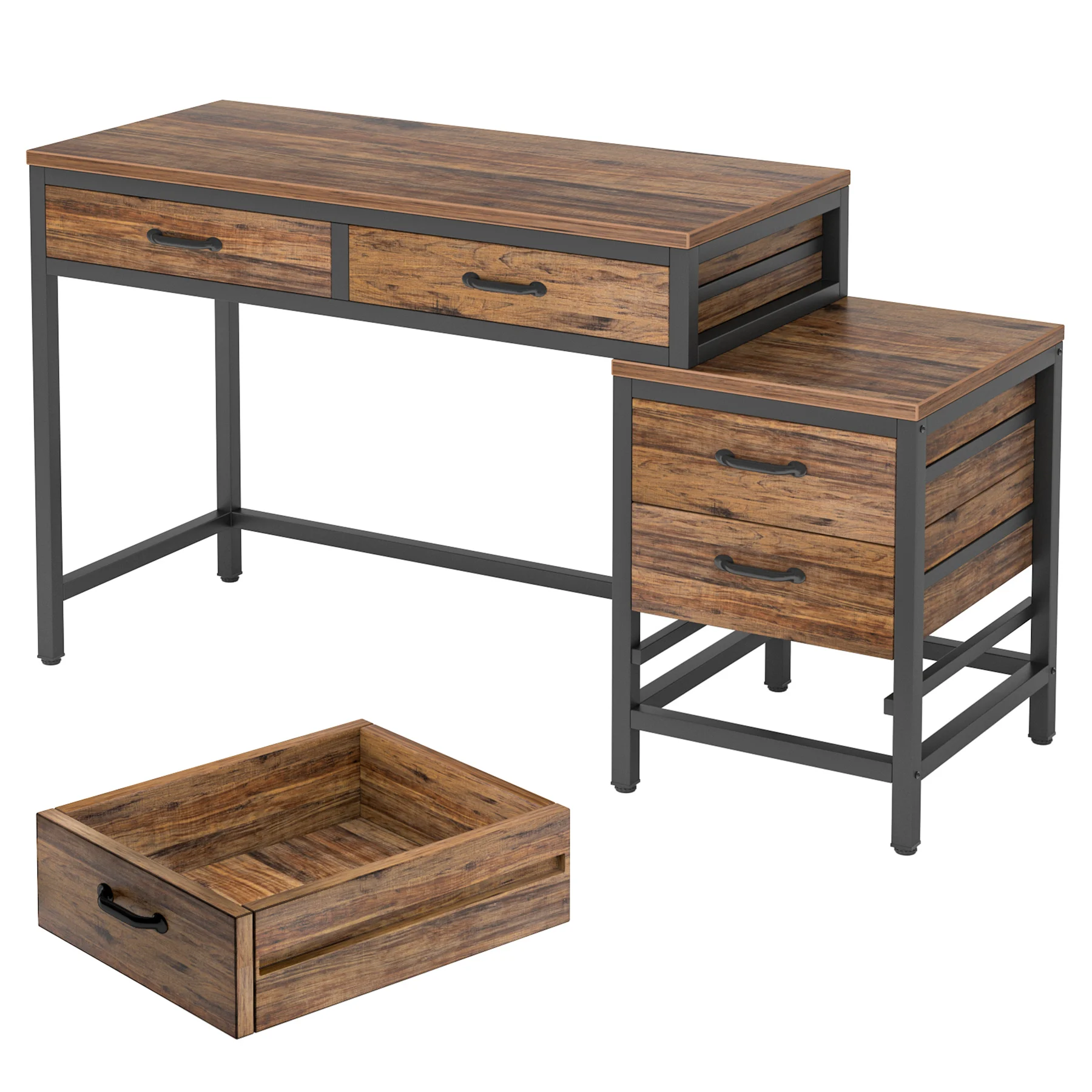 Tribesigns Computer Desk with 3 Drawers, 59-Inch PC Desk with Reversible Drawers, Industrial Study Writing Table Workstation