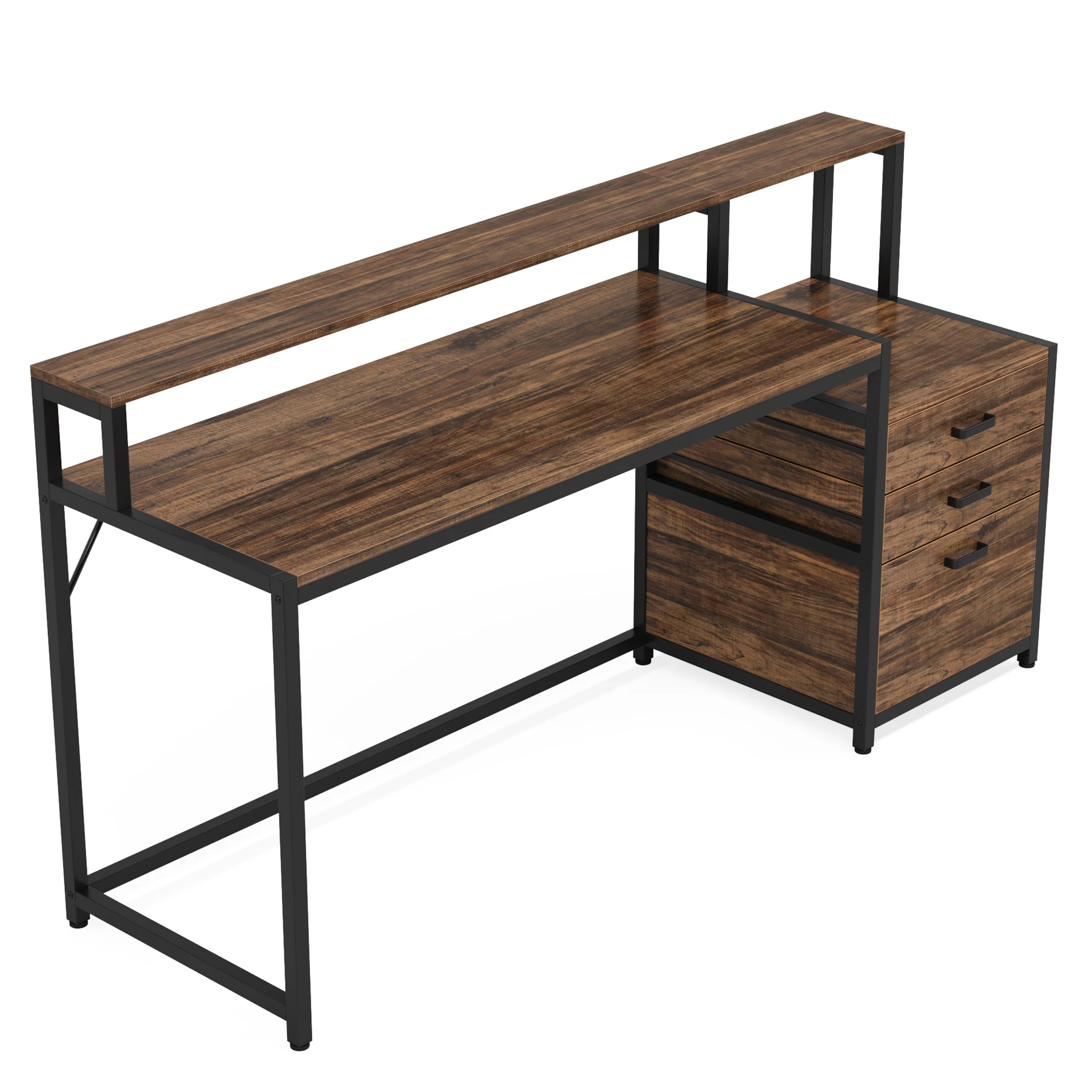 Tribesigns Computer Desk with 3 Drawers, 59-Inch PC Desk with Reversible Drawers, Industrial Study Writing Table Workstation