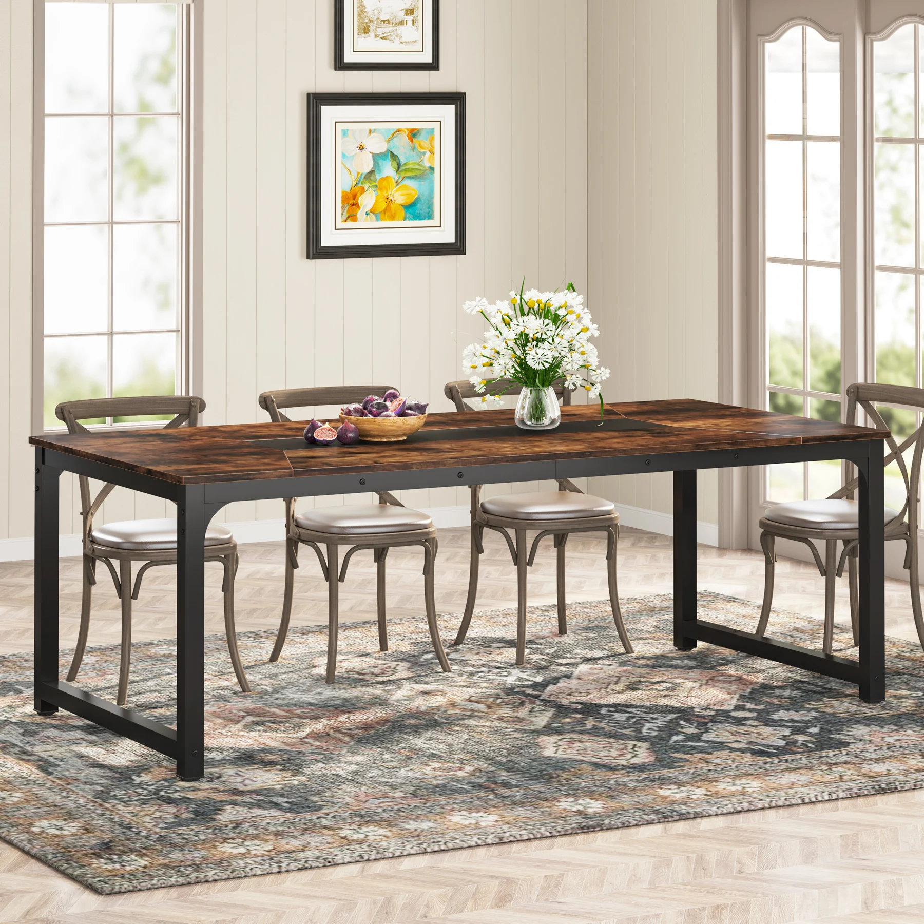 Tribesigns 63"x31.5" Dining Table, Industrial Kitchen Table for 6-8 Person, Rectangular Dinner Table for Dining Room Kitchen