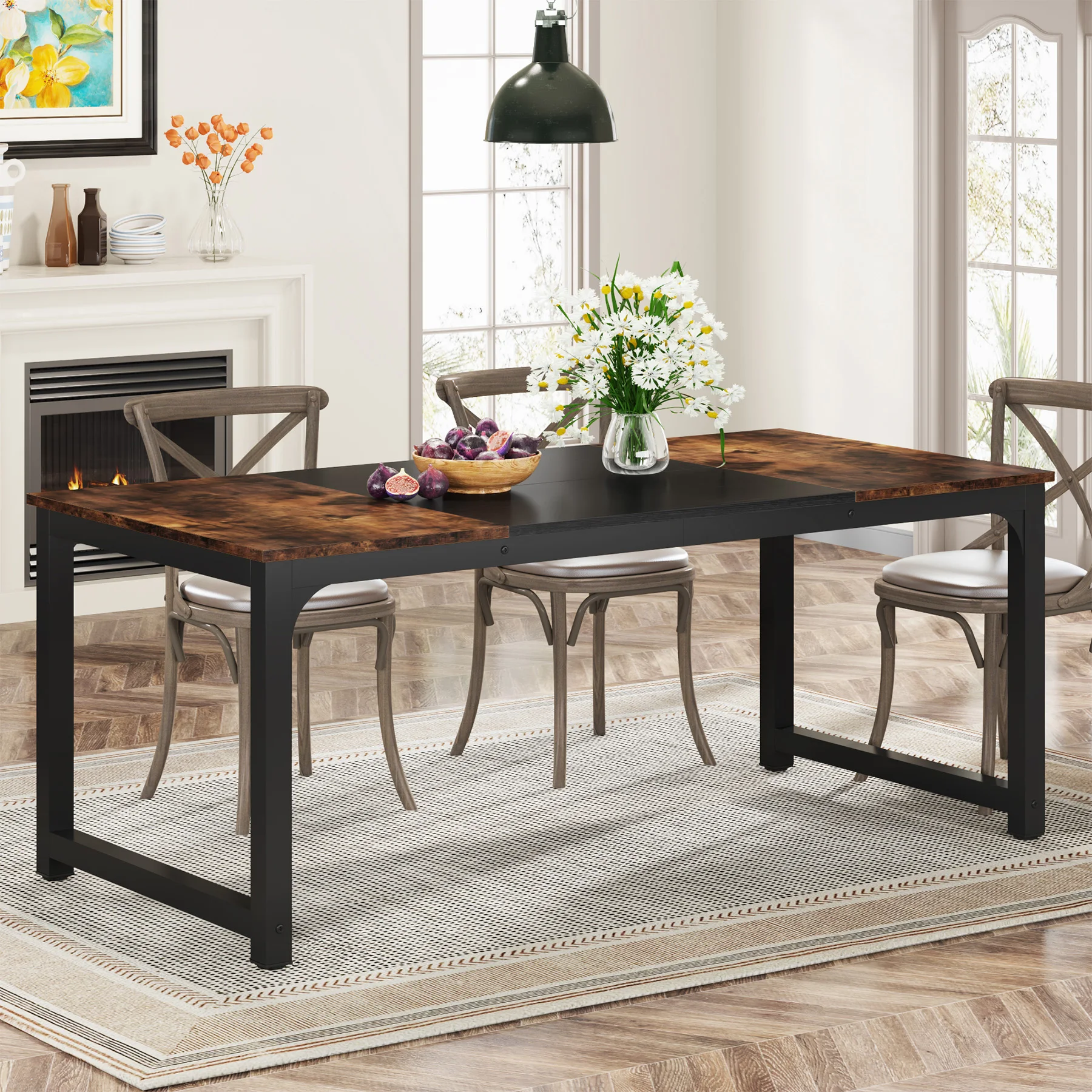 Tribesigns 63"x31.5" Dining Table, Industrial Kitchen Table for 6-8 Person, Rectangular Dinner Table for Dining Room Kitchen