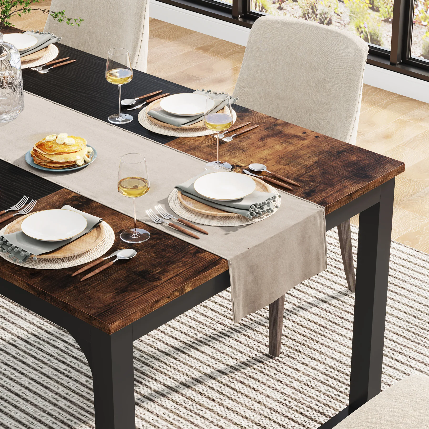 Tribesigns 63"x31.5" Dining Table, Industrial Kitchen Table for 6-8 Person, Rectangular Dinner Table for Dining Room Kitchen