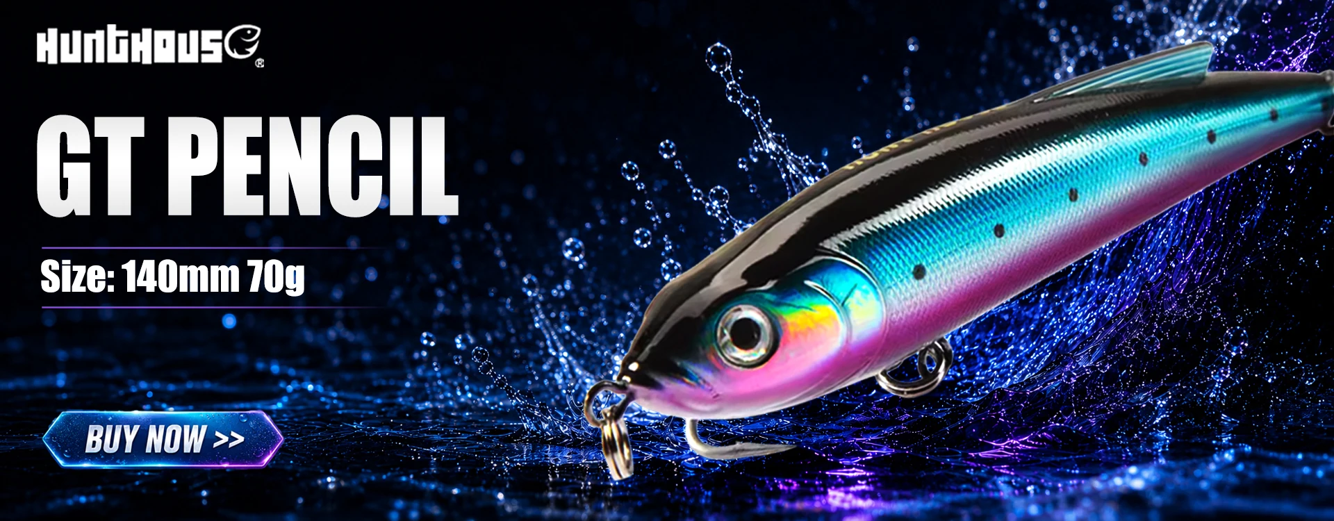 Hunthouse GHOST SNAKE Topwater Pencil Fishing Lure 60/90/100mm 6.4/12.4/18.8g Surface Floating Bait Lure For Seabass LW536
