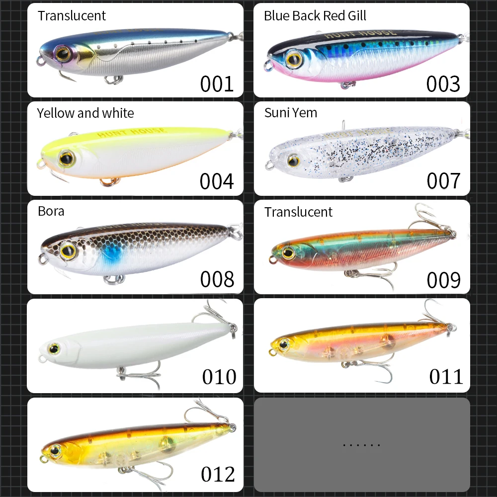 Hunthouse GHOST SNAKE Topwater Pencil Fishing Lure 60/90/100mm 6.4/12.4/18.8g Surface Floating Bait Lure For Seabass LW536