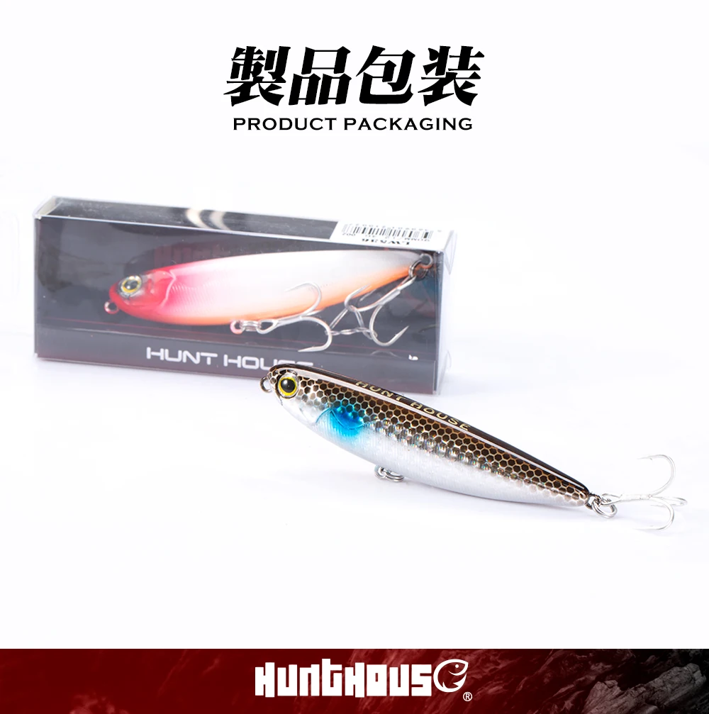 Hunthouse GHOST SNAKE Topwater Pencil Fishing Lure 60/90/100mm 6.4/12.4/18.8g Surface Floating Bait Lure For Seabass LW536