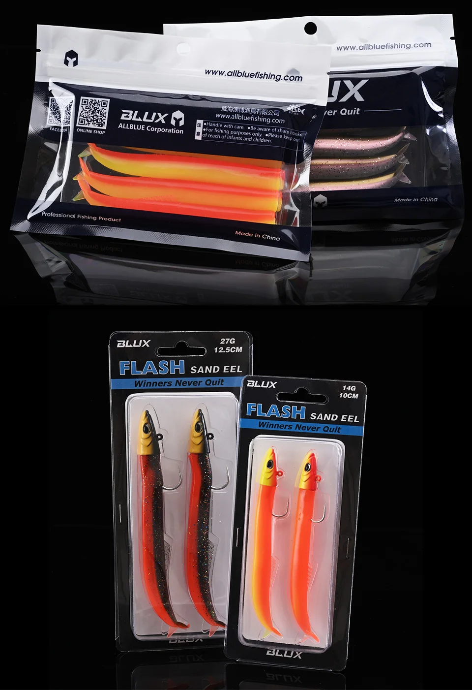 BLUX FLASH SAND EEL 14G/27G Soft Fishing Lure Tail Jig Head Hook Minnow Artificial Bait Saltwater Sea Bass Swimbait Tackle Gear
