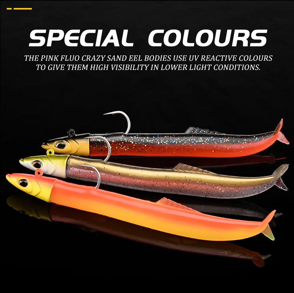 BLUX FLASH SAND EEL 14G/27G Soft Fishing Lure Tail Jig Head Hook Minnow Artificial Bait Saltwater Sea Bass Swimbait Tackle Gear