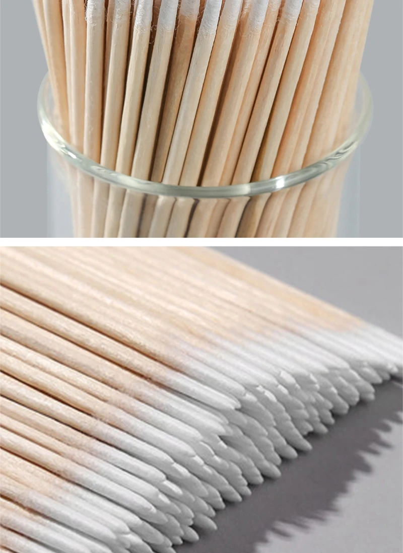 1000pcs Micro Wood Cotton Swab Eyelash Extension Tools Tatoo Microblading Cleaning Wooden Sticks Cosmetic Cotton Brush Buds Tip