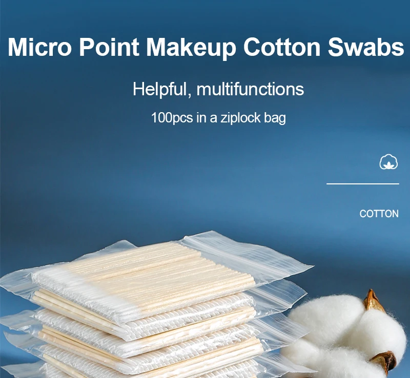 1000pcs Micro Wood Cotton Swab Eyelash Extension Tools Tatoo Microblading Cleaning Wooden Sticks Cosmetic Cotton Brush Buds Tip